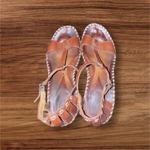 Ariat Shalimar brown leather T strapped wedge Sandle